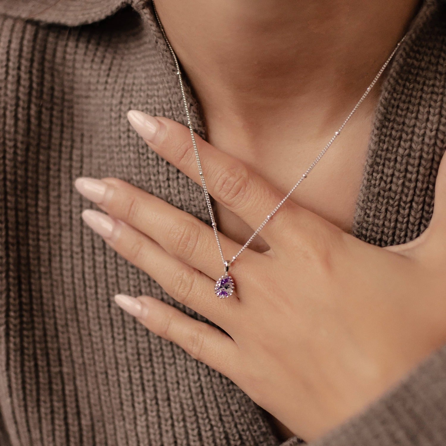 Juni Alexandrit Geburtsstein Halskette Sterlingsilber